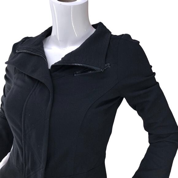 Diane Von Furstenberg DVF Womens Size 4 Atlanta Moto Jacket Asymmetrical Black - Picture 2 of 15